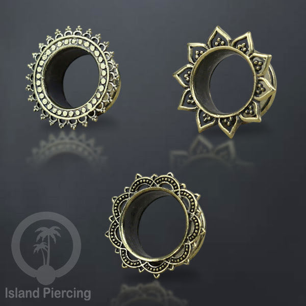 Brass Ear-plug Tindik plug kuningan telinga lubang besar ukuran 4-25mm