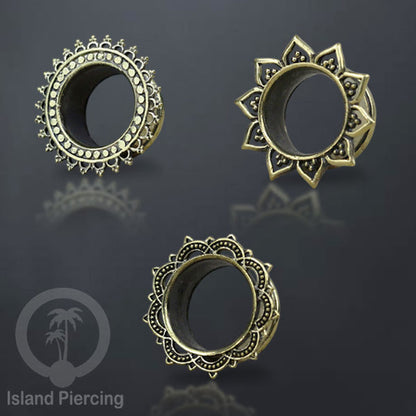 Brass Ear-plug Tindik plug kuningan telinga lubang besar ukuran 4-25mm