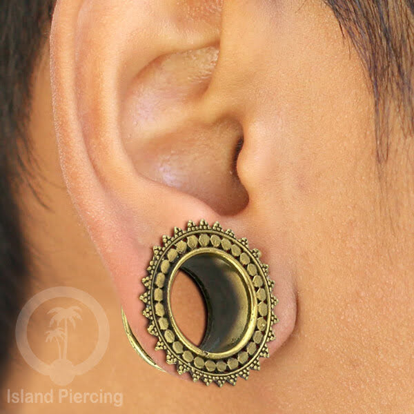 Brass Ear-plug Tindik plug kuningan telinga lubang besar ukuran 4-25mm