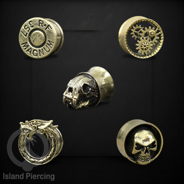 Brass Ear-plug Tindik plug kuningan telinga dengan lubang besar ukuran 4-25mm