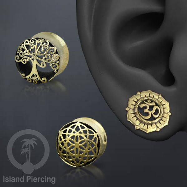 Brass Ear-plug Tindik plug kuningan telinga lubang besar ukuran 4-16mm model istemewa