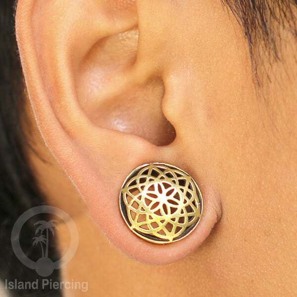 Brass Ear-plug Tindik plug kuningan telinga lubang besar ukuran 4-16mm model istemewa