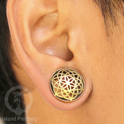 Brass Ear-plug Tindik plug kuningan telinga lubang besar ukuran 4-16mm model istemewa