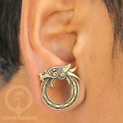 Brass Ear-plug Tindik plug kuningan telinga dengan lubang besar ukuran 4-25mm