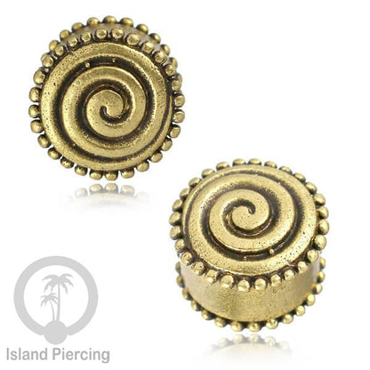 Brass Ear-plug Tindik plug kuningan telinga lubang besar ukuran 4-16mm byk pilihan desain