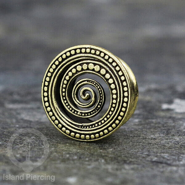 Brass Ear-plug Tindik plug kuningan telinga lubang besar ukuran 4-16mm byk pilihan desain