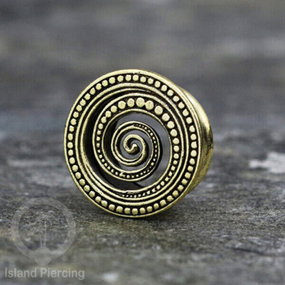 Brass Ear-plug Tindik plug kuningan telinga lubang besar ukuran 4-16mm byk pilihan desain