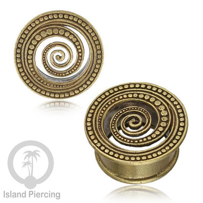Brass Ear-plug Tindik plug kuningan telinga lubang besar ukuran 4-16mm byk pilihan desain