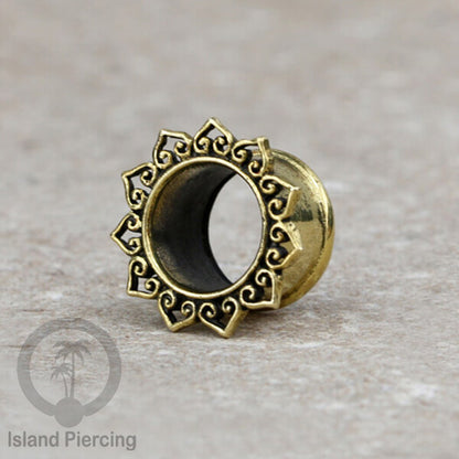 Brass Ear-plug Tindik plug kuningan telinga lubang besar ukuran 4-16mm byk pilihan desain