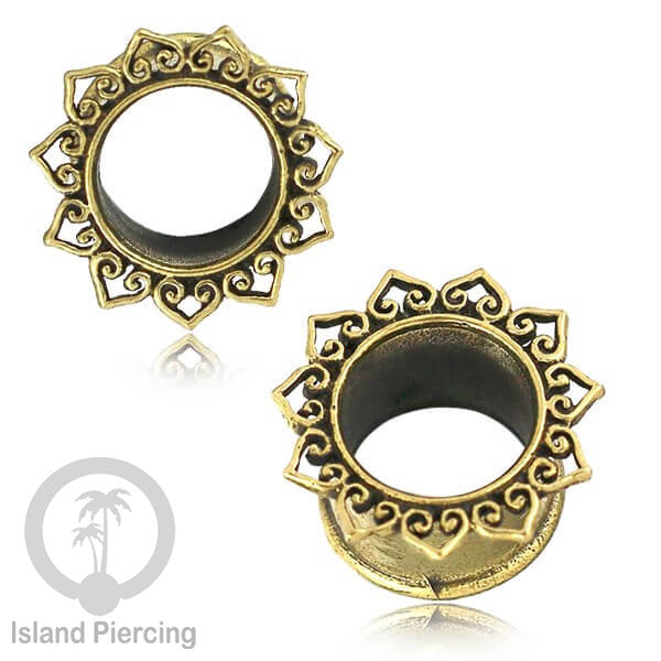 Brass Ear-plug Tindik plug kuningan telinga lubang besar ukuran 4-16mm byk pilihan desain