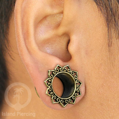 Brass Ear-plug Tindik plug kuningan telinga lubang besar ukuran 4-16mm byk pilihan desain