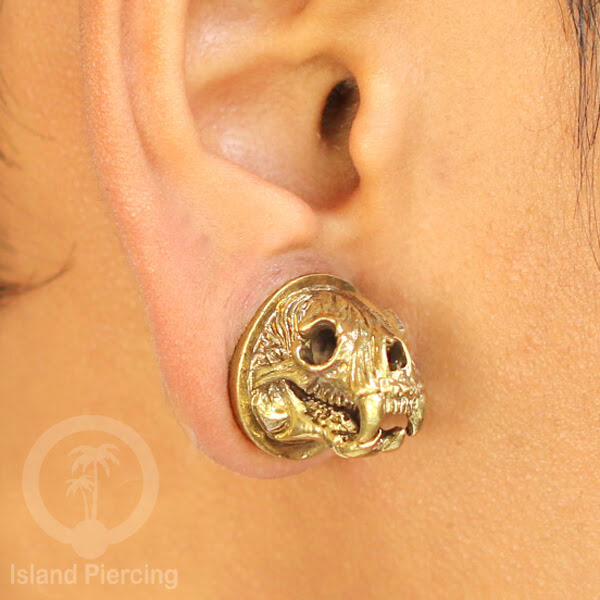 Brass Ear-plug Tindik plug kuningan telinga dengan lubang besar ukuran 4-25mm