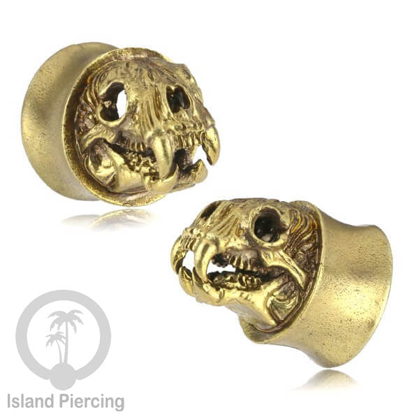 Brass Ear-plug Tindik plug kuningan telinga dengan lubang besar ukuran 4-25mm
