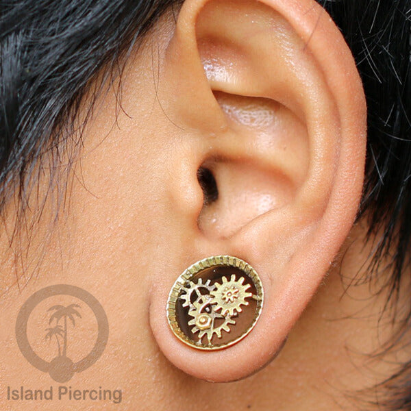 Brass Ear-plug Tindik plug kuningan telinga dengan lubang besar ukuran 4-25mm