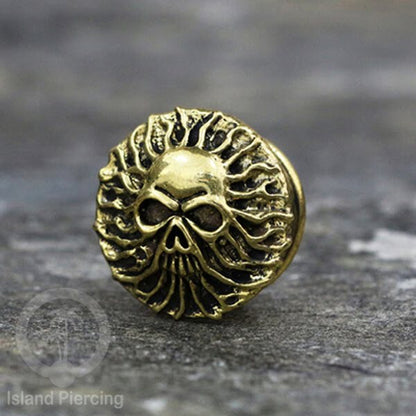 Brass Ear-plug model Tindik Kuningan plug Gothic motif Tengkorak, Salip, Pentagram &amp; Ular