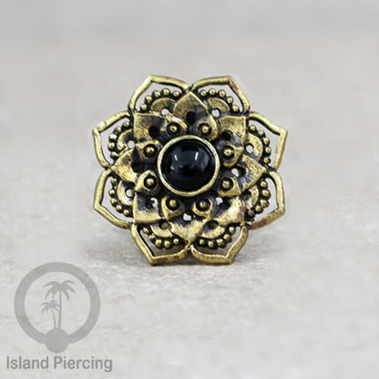 Brass Ear-plug Tindik plug kuningan telinga lubang besar ukuran 8-16mm model Mandala