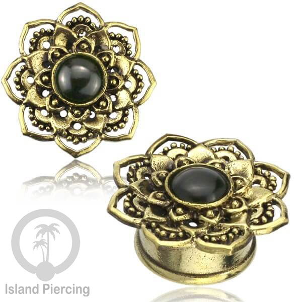 Brass Ear-plug Tindik plug kuningan telinga lubang besar ukuran 8-16mm model Mandala