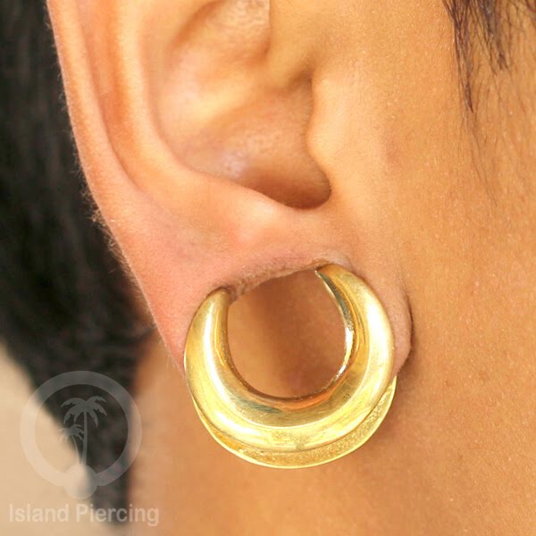 Brass Ear-plug Tindik plug kuningan polos untuk telinga lubang besar ukuran 6-40mm
