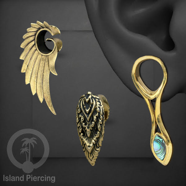 Brass Ear-plug Tindik plug kuningan model besar ke bawah yang sangat unik.