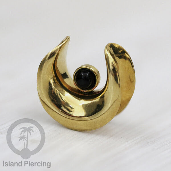 Brass Ear-saddle Tindik plug kuningan cocok telinga lubang besar ukuran 12-40mm