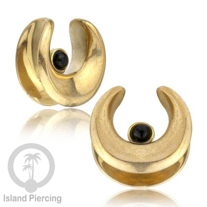 Brass Ear-saddle Tindik plug kuningan cocok telinga lubang besar ukuran 12-40mm