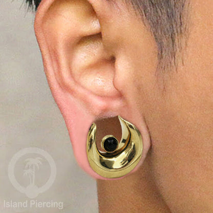 Brass Ear-saddle Tindik plug kuningan cocok telinga lubang besar ukuran 12-40mm