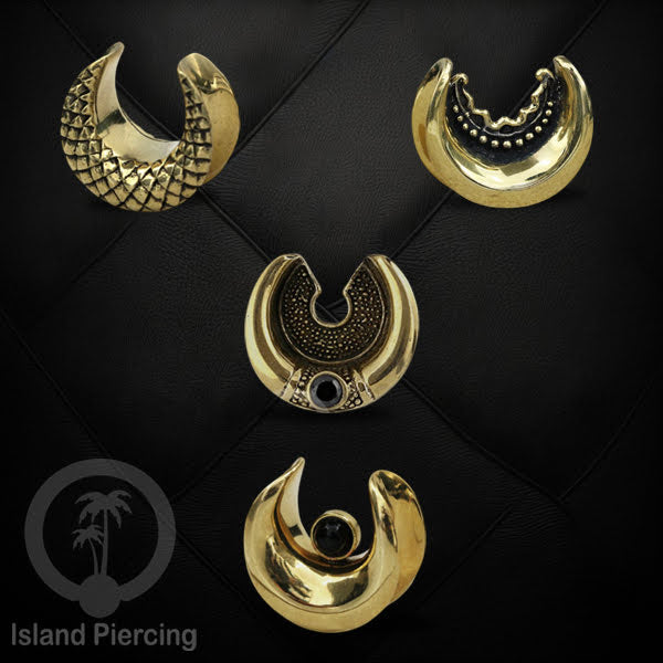 Brass Ear-saddle Tindik plug kuningan cocok telinga lubang besar ukuran 12-40mm