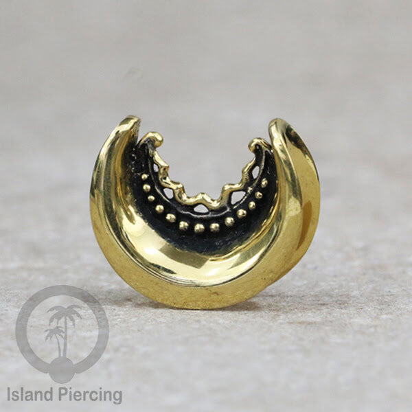 Brass Ear-saddle Tindik plug kuningan cocok telinga lubang besar ukuran 12-40mm