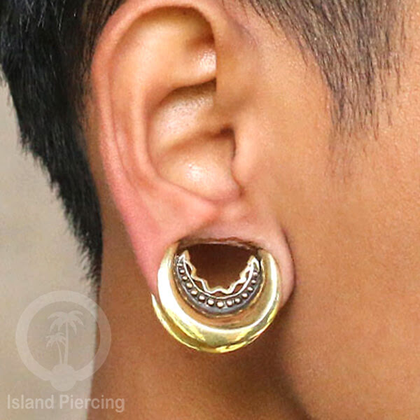 Brass Ear-saddle Tindik plug kuningan cocok telinga lubang besar ukuran 12-40mm