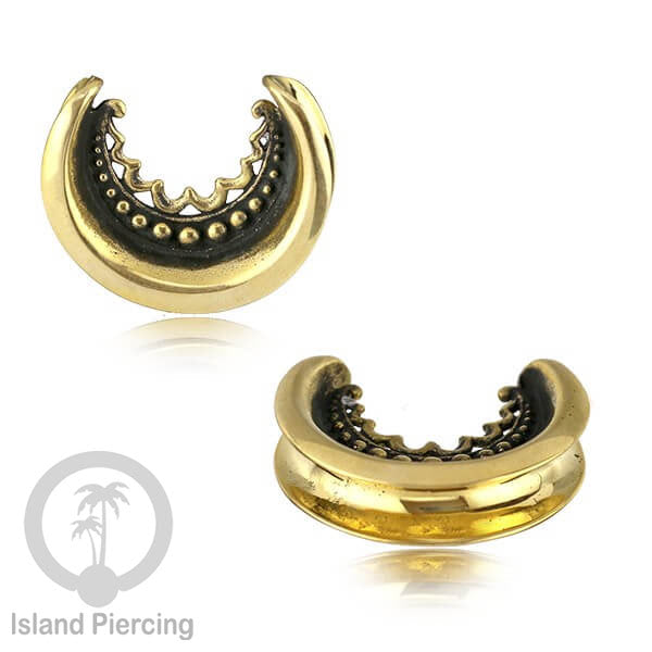 Brass Ear-saddle Tindik plug kuningan cocok telinga lubang besar ukuran 12-40mm