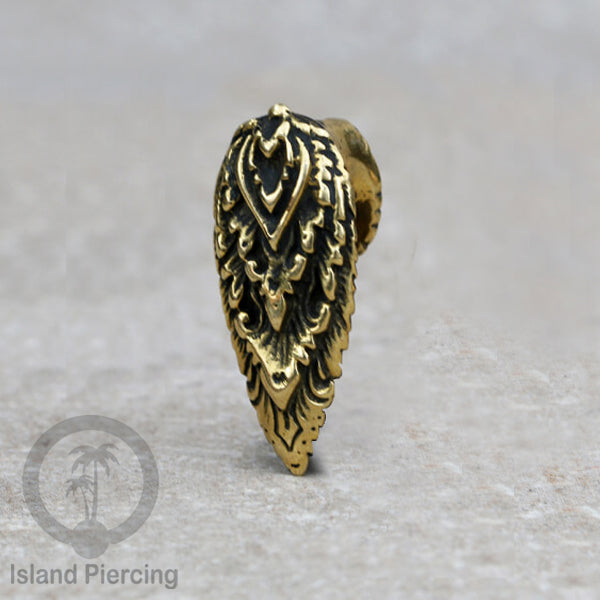 Brass Ear-plug Tindik plug kuningan model besar ke bawah yang sangat unik.