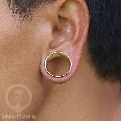 Brass Ear-Tunnel Tindik Plug kuningan polos dan dengan epoxy Hitam dan Turquoise ukuran 8-25mm