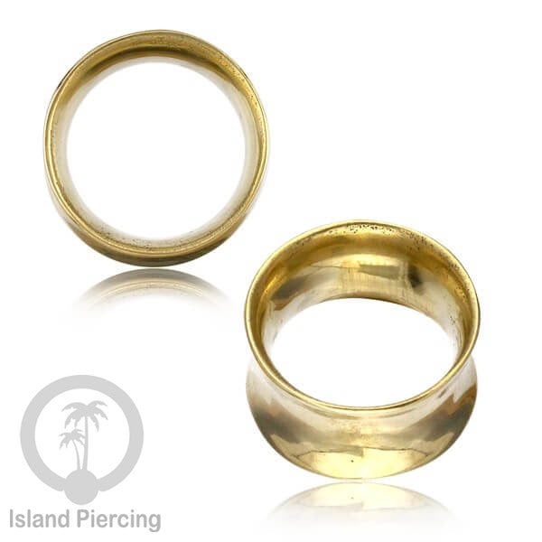 Brass Ear-Tunnel Tindik Plug kuningan polos dan dengan epoxy Hitam dan Turquoise ukuran 8-25mm
