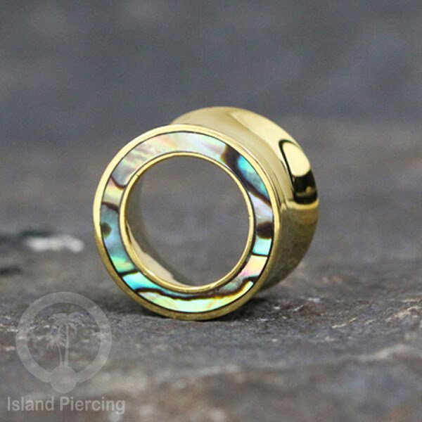 Brass Ear-Tunnel Tindik Plug kuningan polos dan dengan epoxy Hitam dan Turquoise ukuran 8-25mm