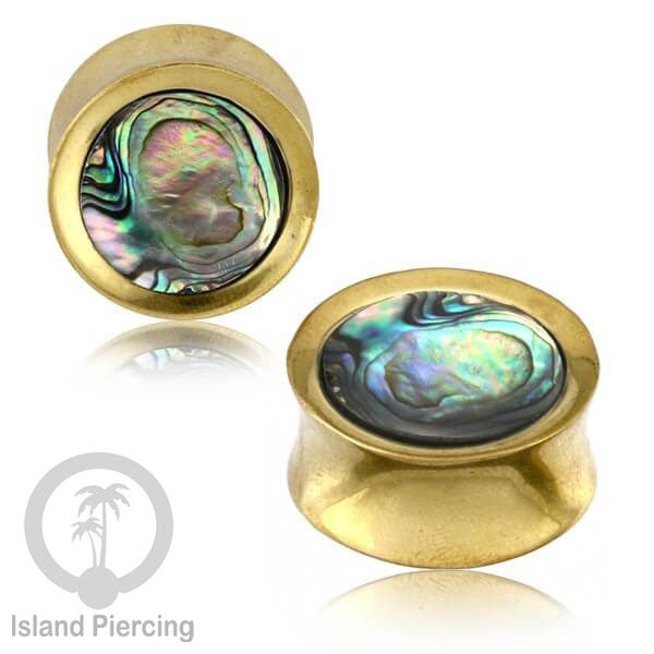 Brass Ear-plug Tindik plug kuningan dengan kerang asli ukuran 8-25mm