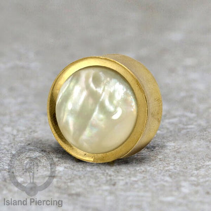 Brass Ear-plug Tindik plug kuningan dengan kerang asli ukuran 8-25mm