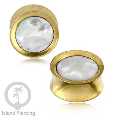 Brass Ear-plug Tindik plug kuningan dengan kerang asli ukuran 8-25mm