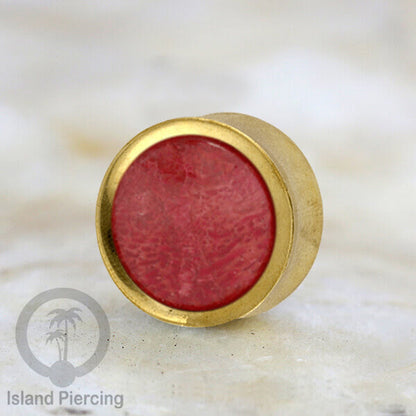 Brass Ear-plug Tindik plug kuningan dengan kerang asli ukuran 8-25mm