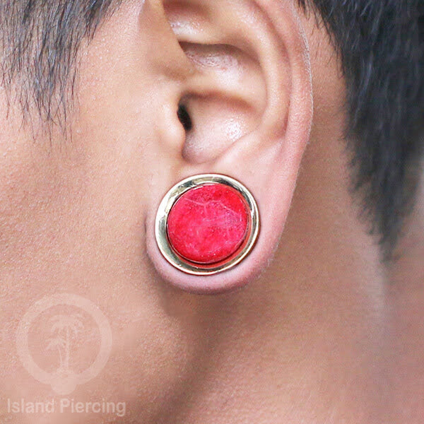 Brass Ear-plug Tindik plug kuningan dengan kerang asli ukuran 8-25mm