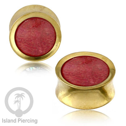 Brass Ear-plug Tindik plug kuningan dengan kerang asli ukuran 8-25mm