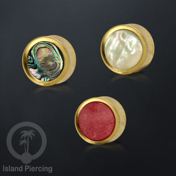 Brass Ear-plug Tindik plug kuningan dengan kerang asli ukuran 8-25mm