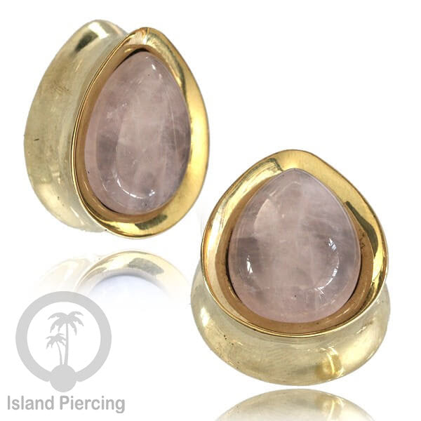 Brass Ear Plug model Tetes Tindik Plug kuningan dengan Batu dan Kerang asli ukuran 12-25mm