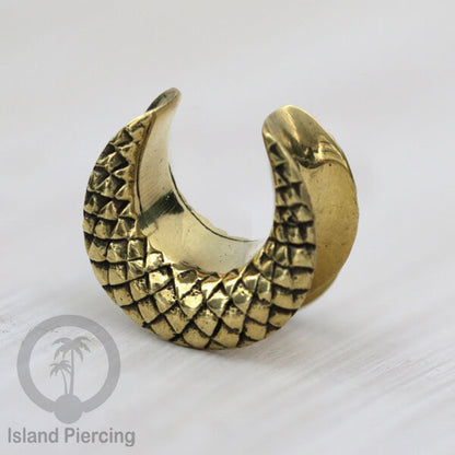 Brass Ear-saddle Tindik plug kuningan cocok telinga lubang besar ukuran 12-40mm