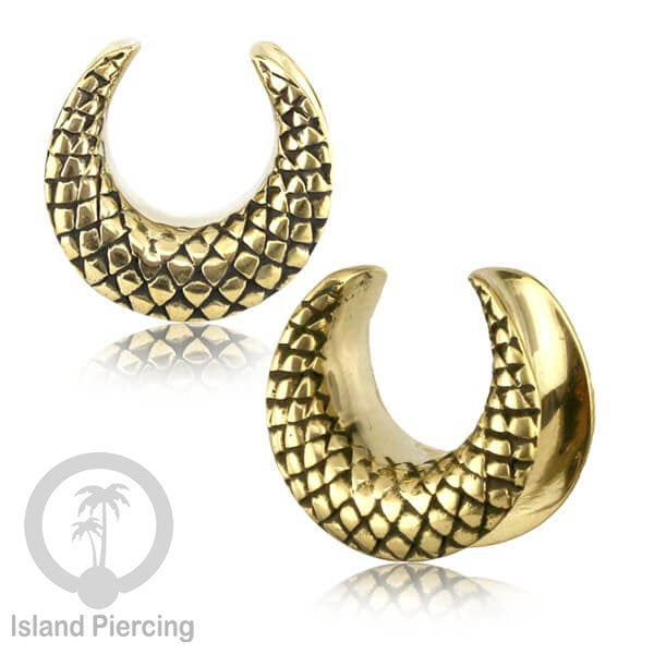 Brass Ear-saddle Tindik plug kuningan cocok telinga lubang besar ukuran 12-40mm
