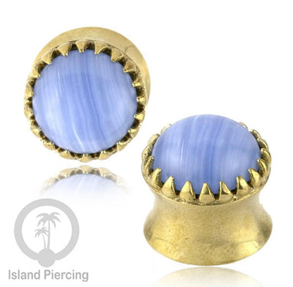 Brass Ear-Plug Tindik Anting kuningan besar dengan batu asli ukuran 6-20mm