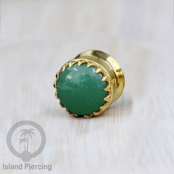 Brass Ear-Plug Tindik Anting kuningan besar dengan batu asli banyak pilihan ukuran 6-20mm