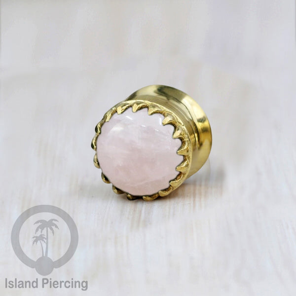 Brass Ear-Plug Tindik Anting kuningan besar dengan batu asli banyak pilihan ukuran 6-20mm