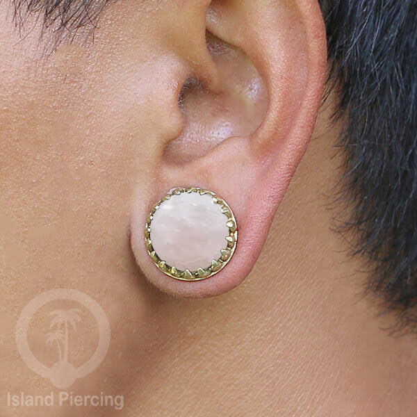 Brass Ear-Plug Tindik Anting kuningan besar dengan batu asli banyak pilihan ukuran 6-20mm