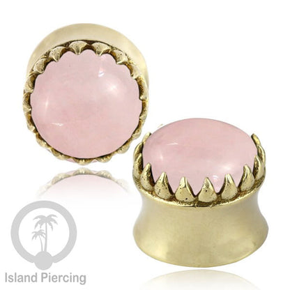 Brass Ear-Plug Tindik Anting kuningan besar dengan batu asli banyak pilihan ukuran 6-20mm