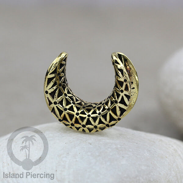 Decorated Brass Ear-Saddles Tindik Plug kuningan dekorasi yang unik ukuran 8-25mm